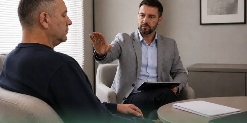 Врач-гипнолог в Юрьев-Польском проводит сеанс лечения алкоголизма гипнозом.