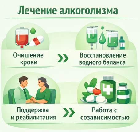 лечение алкоголизма в Юрьев-Польском этапы